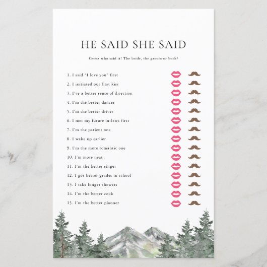 Papier Mountain Il A Dit Qu'Elle A Dit Fête des mariées G (Devant)