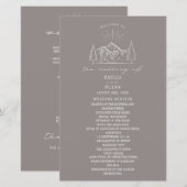 Papier Mountain Line Art Amethyst Wedding Program (Devant / Derrière)