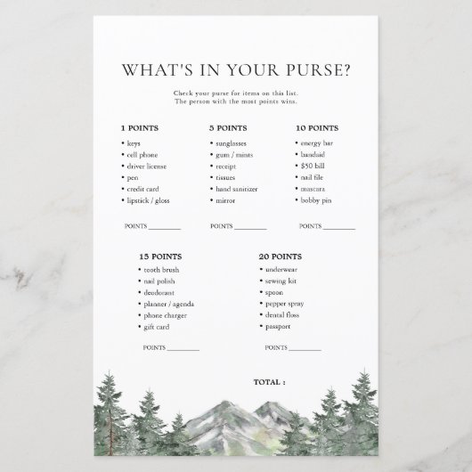 Papier Mountain What's In Your Purse Jame Cards (Devant)