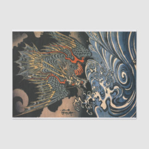 Papier Mousseline 海 龍, 国 芳, Dragon de mer, Kuniyoshi, Ukiyo-e