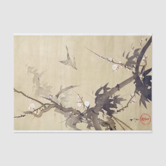 Papier Mousseline 竹 に 鳥, 其 Oiseau et Bambou, Kiitsu, Japon Art (Recto)
