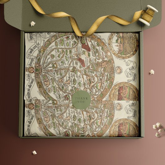 Papier Mousseline 1480 Woodcut World Map Tissue Paper