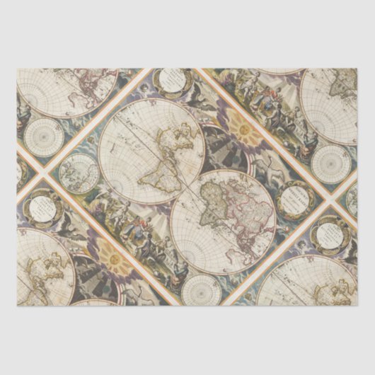 Papier Mousseline 1702 Une nouvelle carte du monde (Recto)