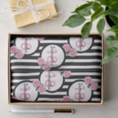 Papier Mousseline 18e anniversaire chic rose roses noir blanc rayure (Cadeau)