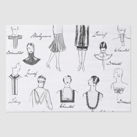 Papier Mousseline 1925 French Fashions Tissue Paper c. 2 (Recto)