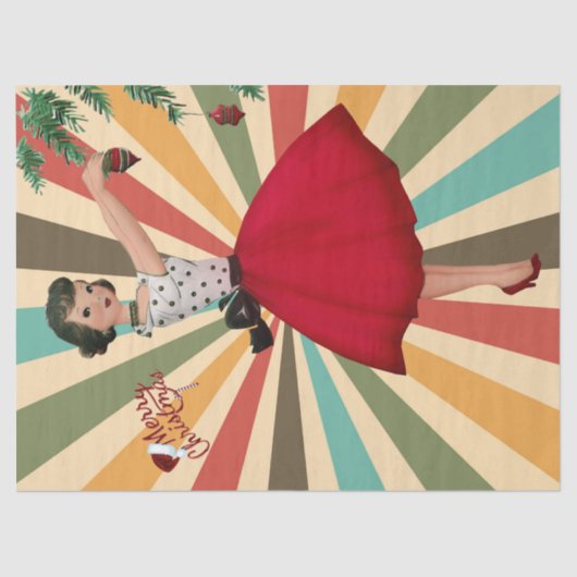 Papier Mousseline 1950 Femme de Noël avec Arrière - plan rétro (Recto)