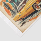 Papier Mousseline 1950 Retro Futurisme : voiture futuriste, station  (Détail)