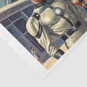 Papier Mousseline 1950s Futurisme rétro couple super héros (Détail)