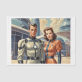 Papier Mousseline 1950s Futurisme rétro couple super héros (Recto)