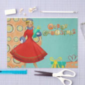 Papier Mousseline 1950s Style Femme de Noël avec présents (Artisanat)