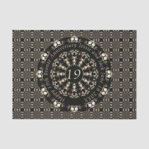 Papier Mousseline 19e anniversaire du Mariage Mandala Médaillon Text