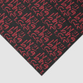 Papier Mousseline 1 Thru Ten Typography In Red On Black Pattern (Détail)