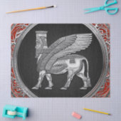 Papier Mousseline [220] Taureau à ailes assyriennes - Lamassu argent (Artisanat)