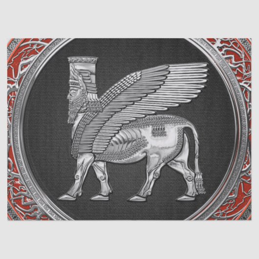 Papier Mousseline [220] Taureau à ailes assyriennes - Lamassu argent (Recto)
