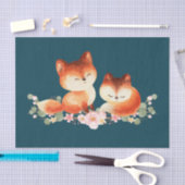 Papier Mousseline 2 mignons Petits Renards Rouges Aquarelle Design (Artisanat)