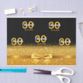 Papier Mousseline 30e anniversaire fête noir or nom (Artisanat)