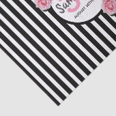 Papier Mousseline 30e anniversaire rose roses noir blanc rayures nom (Détail)
