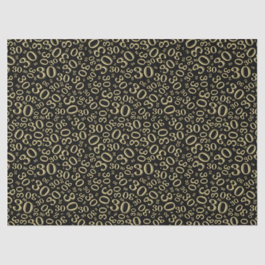 Papier Mousseline 30ème Or d'anniversaire/motif noir de nombre de (Recto)