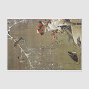 Papier Mousseline 3. 雪 中 鴛 鴦 図, 冲 Canard mandarin dans la neige, Jak