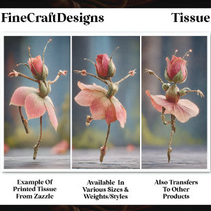 Papier Mousseline 3 Ballerines Fées Rose Rouge Gai DJ8R Découpage