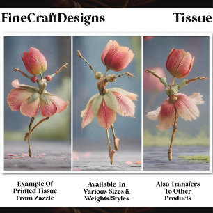 Papier Mousseline 3 Ballerines Fleur de Tulipe, Rose DJ5L Découpage