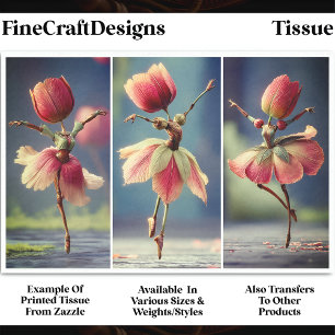 Papier Mousseline 3 Ballerines Fleur Tulipe Rose DJ5RF Découpage
