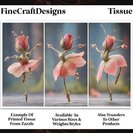 Papier Mousseline 3 Blush Rose Fairy Ballerinas DJ8L Découpage