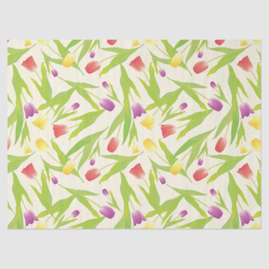 Papier Mousseline 3 couleurs Tulipes Illustration Motif transparent (Recto)