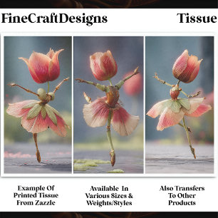 Papier Mousseline 3 danseuses de fleurs Shabby Chic, découpage Rose 