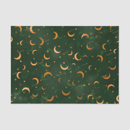 Papier Mousseline 3 pc, Nom, Crescent Moons & Stars Bokeh Motif (Recto)