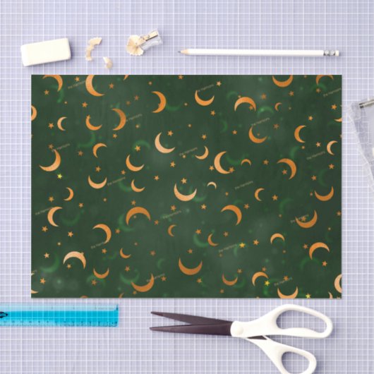 Papier Mousseline 3 pc, Nom, Crescent Moons & Stars Bokeh Motif (Artisanat)