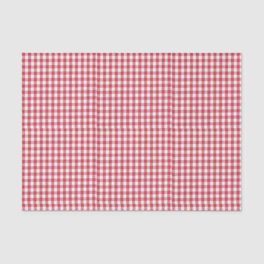Papier Mousseline 3 Tissue Sheets, Red & White Gingham Check Pattern (Recto)
