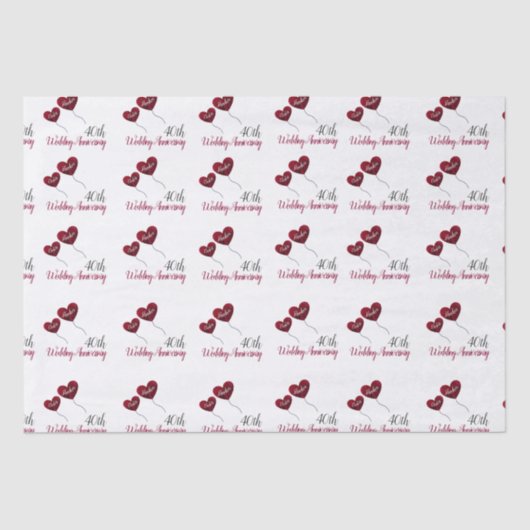 Papier Mousseline 40e année du mariage de rubis papier mouchoir (Recto)