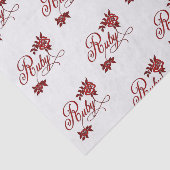 Papier Mousseline 40e anniversaire de Ruby Texte et Roses blanches (Détail)