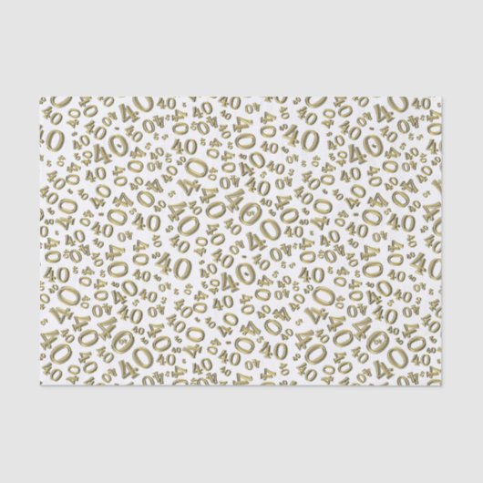 Papier Mousseline 40e anniversaire Gold/White Random Number Motif (Recto)