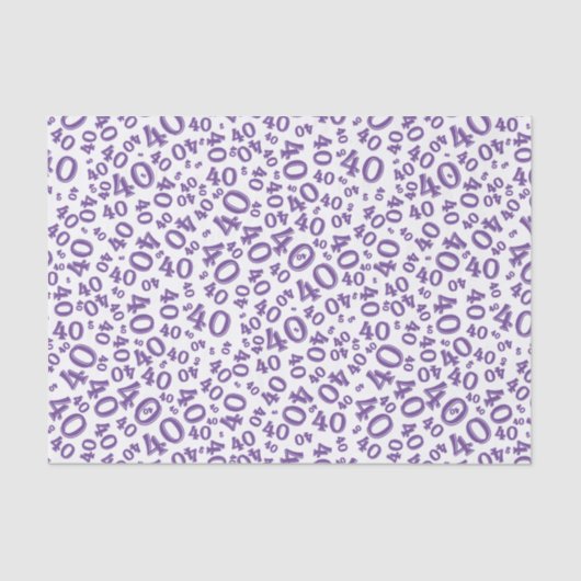 Papier Mousseline 40e anniversaire Motif du numéro aléatoire violet/ (Recto)