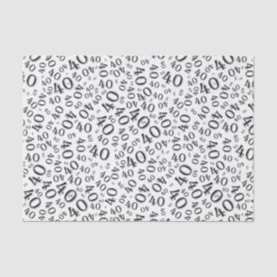 Papier Mousseline 40e anniversaire Noir/Blanc Random Numéro Motif