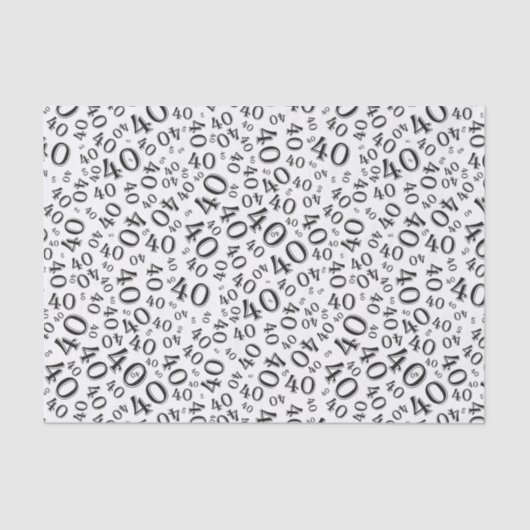 Papier Mousseline 40e anniversaire Noir/Blanc Random Numéro Motif (Recto)