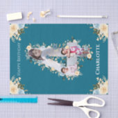 Papier Mousseline 4e anniversaire Photo Collage Turquoise bleu jaune (Artisanat)