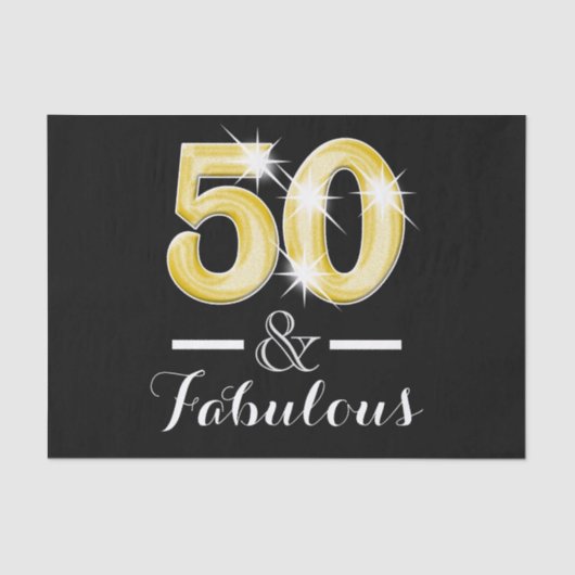 Papier Mousseline 50 et anniversaire noir fabuleux d'or (Recto)