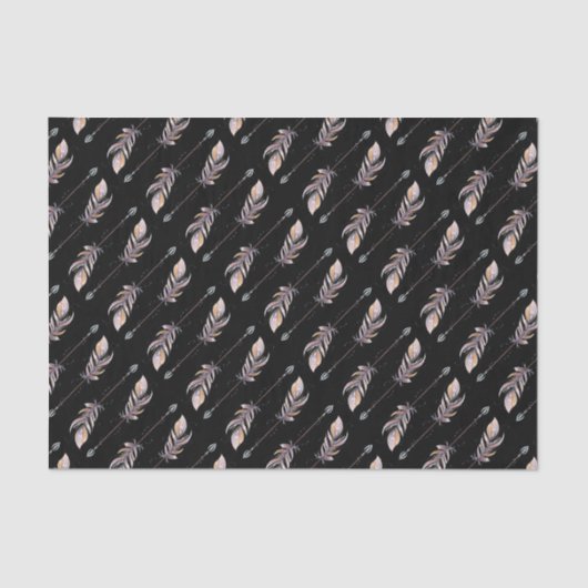 Papier Mousseline 50 & Fabuleux Anniversaire Pink Boho Feathers Noir (Recto)