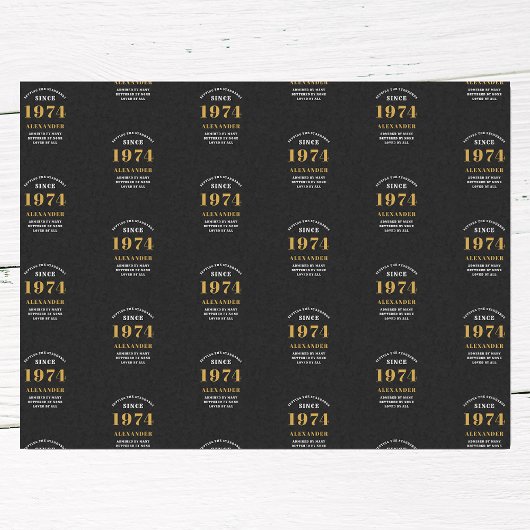 Papier Mousseline 50e anniversaire 1974 Black Gold Chic Elegant