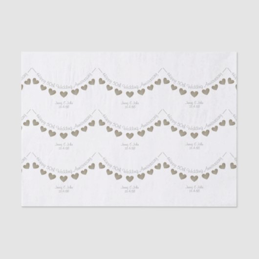 Papier Mousseline 50e anniversaire Mariage papier de tissu cardiaque (Recto)