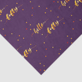 Papier Mousseline 50e anniversaire or violet bonjour 50 typographie (Détail)