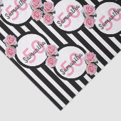 Papier Mousseline 50e anniversaire rose roses noir blanc rayures (Détail)