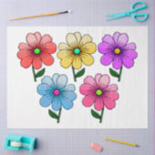 Papier Mousseline 5 Fleurs de couleur (Artisanat)