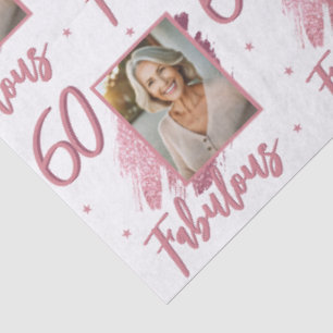 Papier Mousseline 60 ans et Fabuleux Paillettes Roses Photo 60e Anni