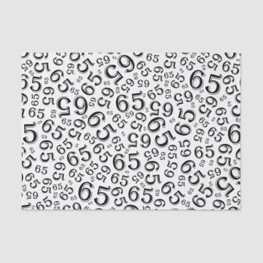 Papier Mousseline 65e anniversaire Random Number Motif noir/blanc (Recto)