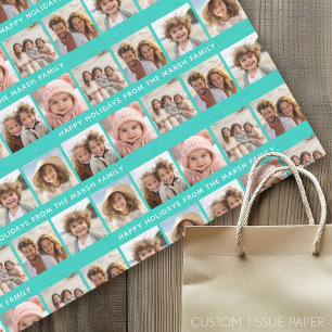 Papier Mousseline 6 Collage photo avec Happy Holiday Text Aqua Turqu