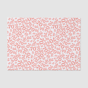 Papier Mousseline 70 Anniversaire Random Number Motif Coral/White 70